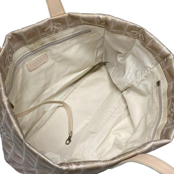 Auth CHANEL New Travel Line Tote MM - Pink White Nylon Leather Tote Bag - Picture 9 of 9